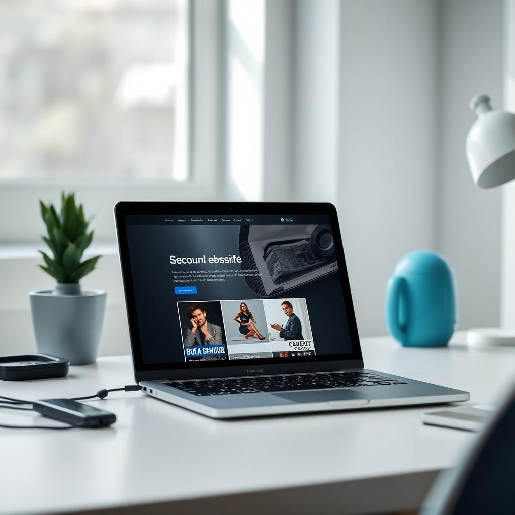 Modern web design workspace with laptop